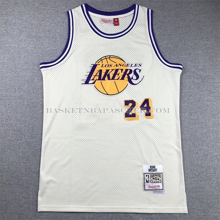 Maillot Los Angeles Lakers Kobe Bryant NO 24 Mitchell & Ness Chainstitch Creme
